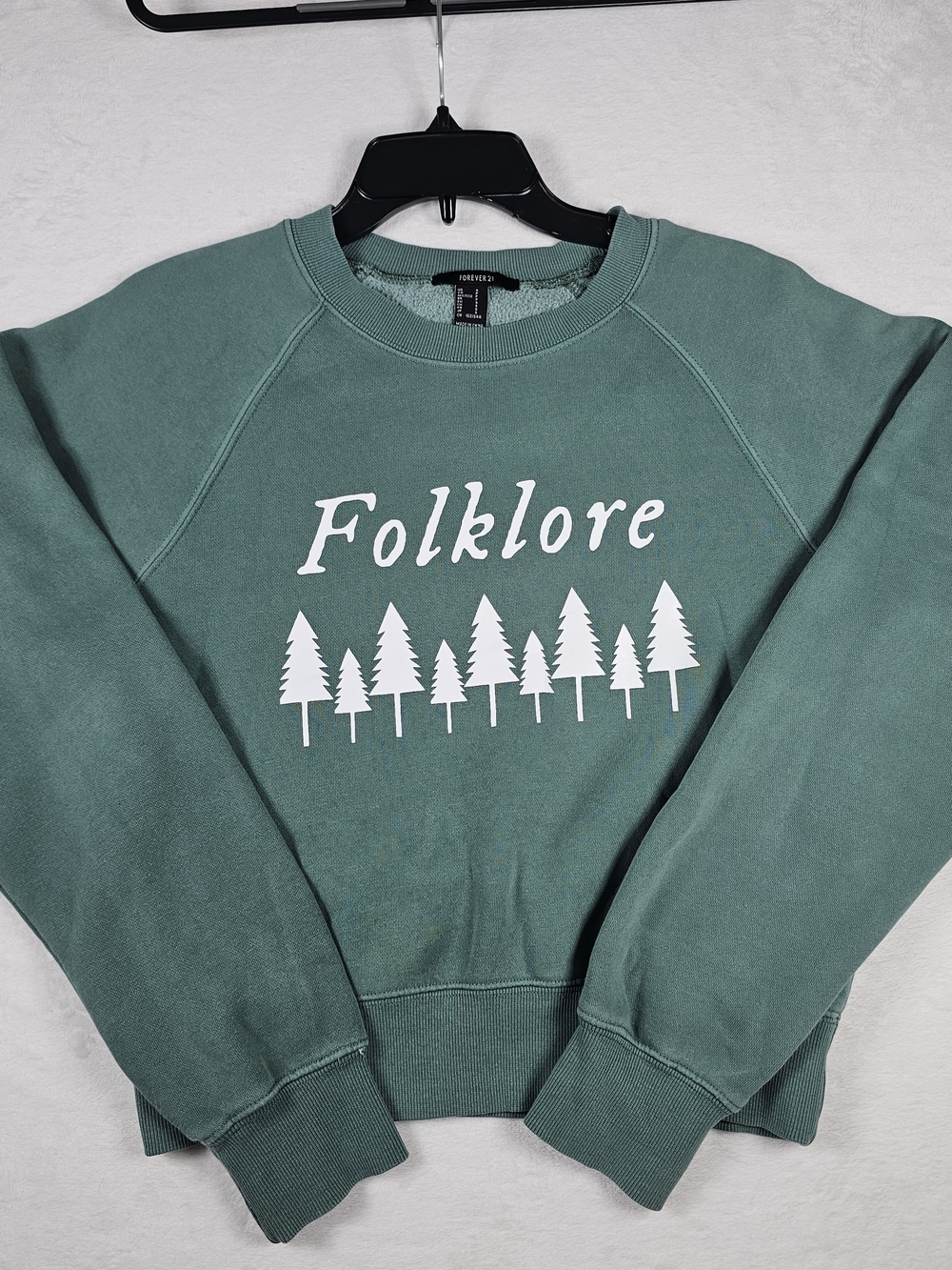 Forever 21 Folklore Pine Tree Graphic Sweatshirt Green Womens Small Taylor Swift